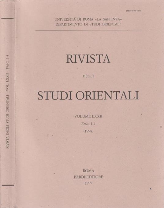 Rivista degli studi orientali vol LXXII, fasc 1-4, 1998 - copertina