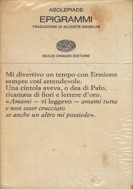 Epigrammi - Asclepiade - copertina