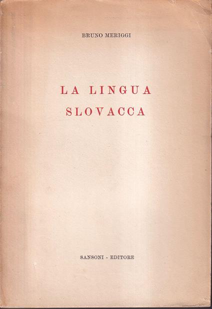 lingua slovacca - Bruno Meriggi - copertina