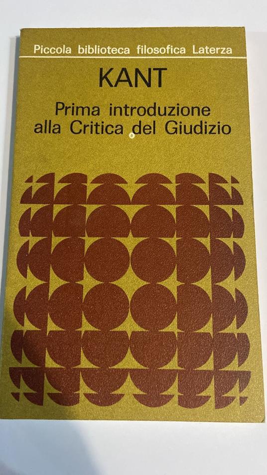 Prima Introduzione Alla Critica Del Giudizio - Immanuel Kant - copertina