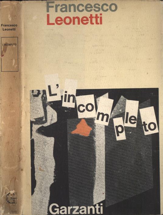 Incompleto - Francesco Leonetti - copertina
