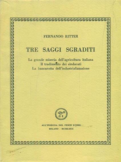 Tre Saggi Sgraditi - Fernando Ritter - copertina