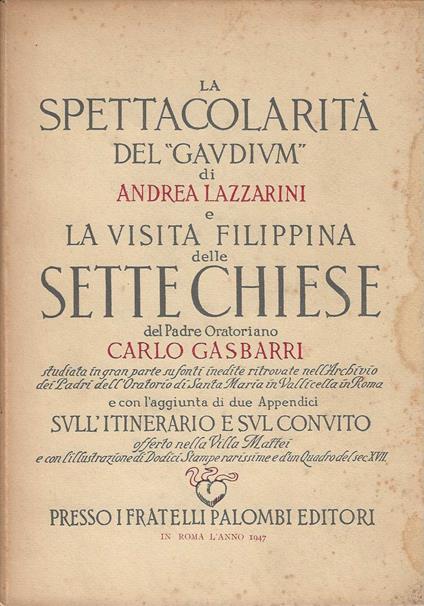 spettacolarità del "gaudium" di andrea lazzarini e la visita filippina delle sette chiese - Andrea Lazzarini - copertina
