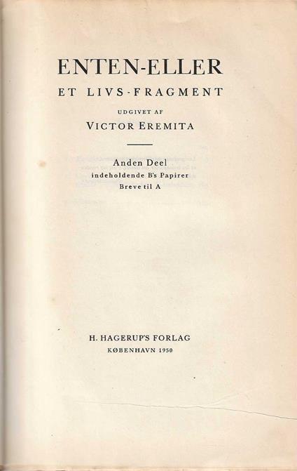 ENTEN - ELLER . primo e secondo volume - Sören Kierkegaard - copertina