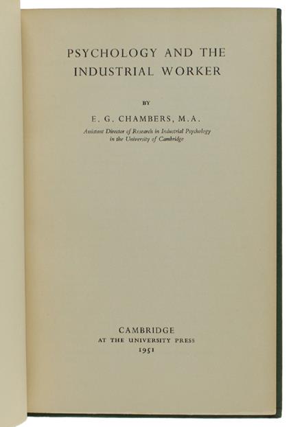 Psychology And The Industrial Worker - copertina