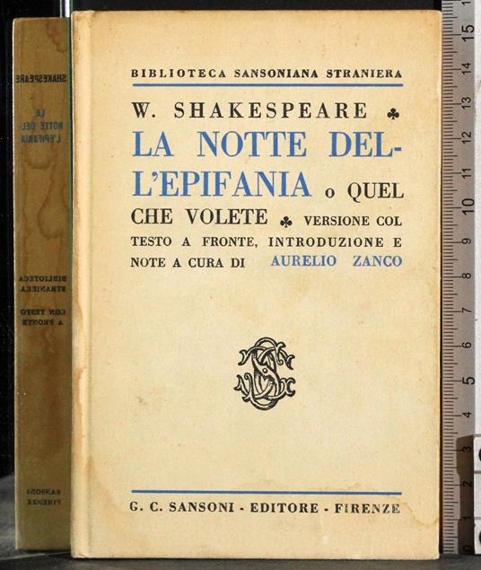 Biblioteca Straniera. La notte dell'epifania - William Shakespeare - copertina