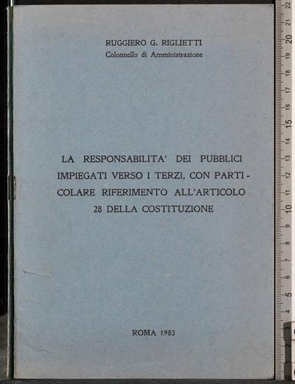responsabilità dei pubblici impiegati verso i terzi - copertina