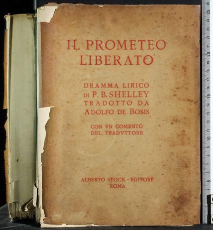 Il prometeo liberato. Dramma lirico - Shelley - copertina