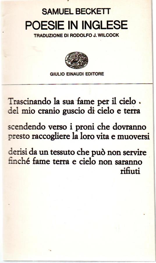 Poesie in Inglese - Samuel Beckett - copertina