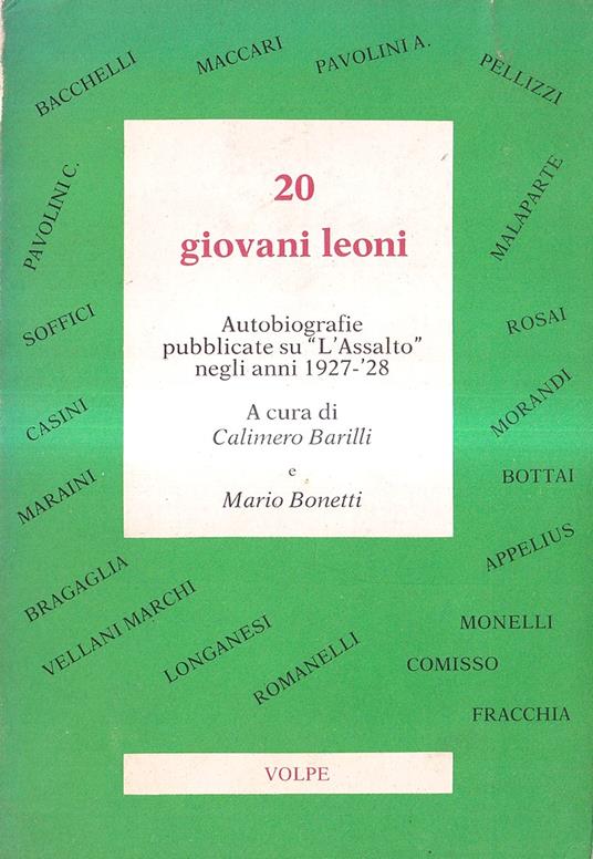 20 giovani leoni. Autobiografie pubblicate su "L'assalto" negli anni 1927-28 - copertina