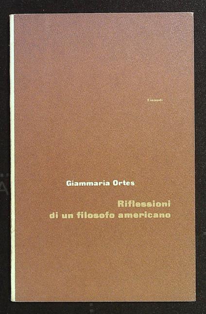Riflessioni di un filosofo americano - Giammaria Ortes - copertina
