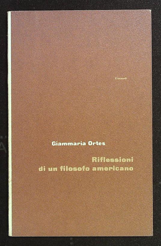 Riflessioni di un filosofo americano - Giammaria Ortes - copertina