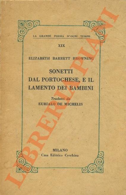 Sonetti dal portoghese, e il lamento dei bambini - Elizabeth Barrett Browning - copertina