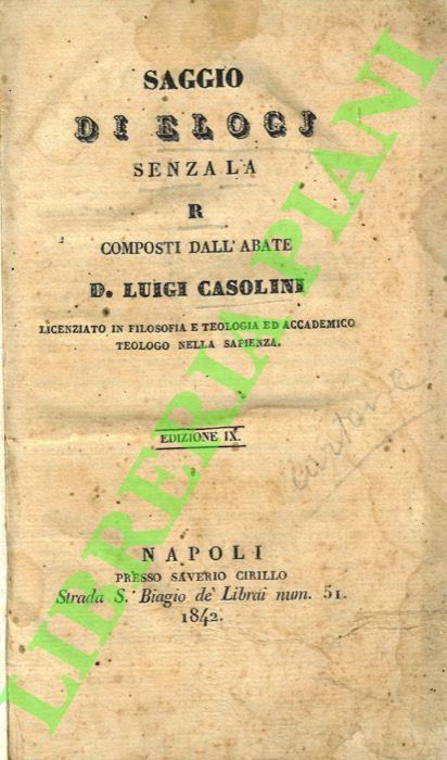 Saggio di elogj senza la R ... Edizione IX.