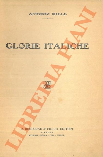Glorie italiche - Antonio Miele - copertina