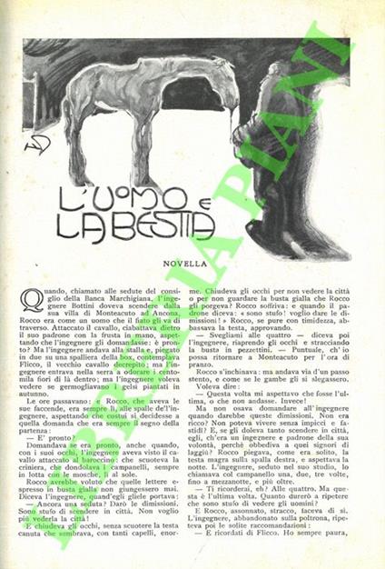 L' uomo e la bestia - Mario Puccini - copertina