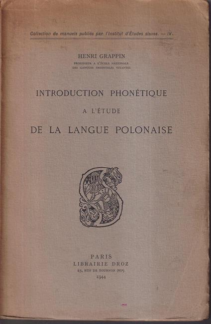 Introduction phonetique a l'etude de la langue polonaise - copertina