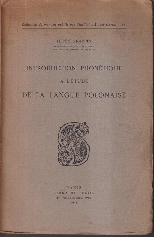 Introduction phonetique a l'etude de la langue polonaise - copertina