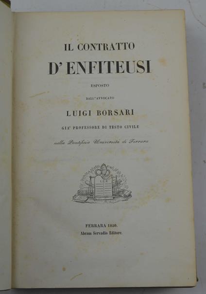 Il contratto d'enfiteusi… - Luigi Borsari - copertina