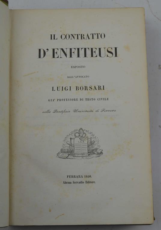 Il contratto d'enfiteusi… - Luigi Borsari - copertina