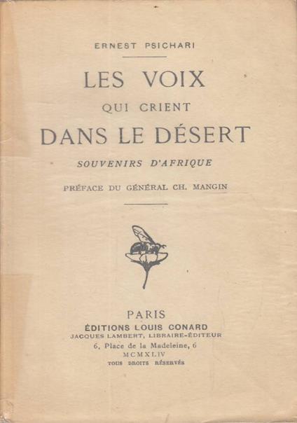 Les voix qui crient dans le désert, souvenirs d&rsquo;Afrique - Ernest Psichari - copertina