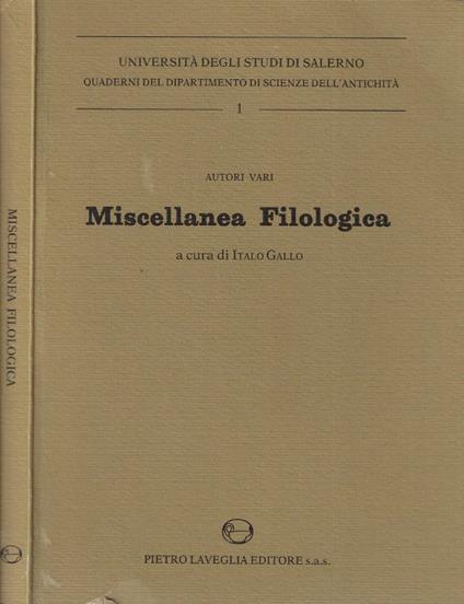 Miscellanea filologica - copertina
