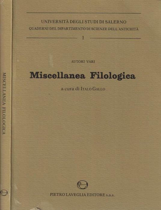 Miscellanea filologica - copertina