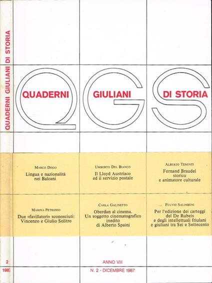 QGS Quaderni Giuliani di Storia - copertina