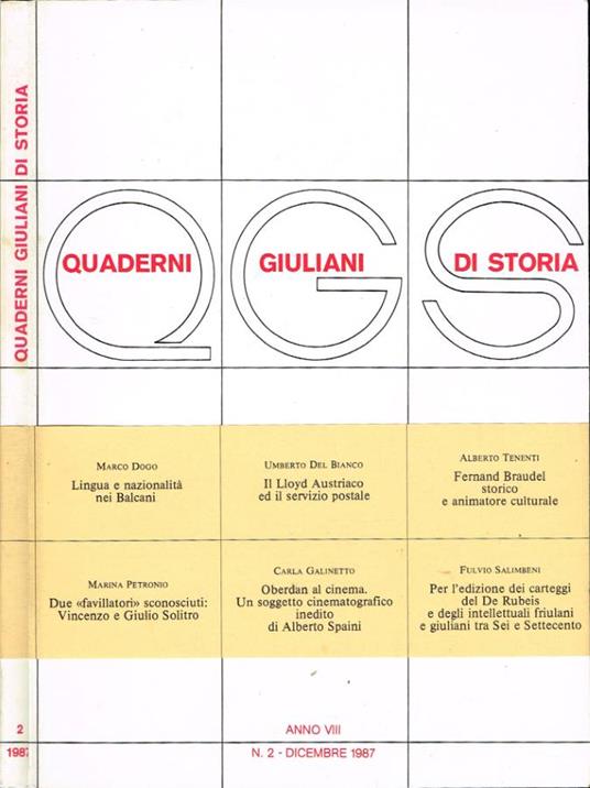QGS Quaderni Giuliani di Storia - copertina