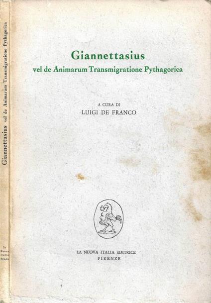 Giannettasius vel de Animarum Transmigratione Pythagorica - Luigi De Franco - copertina