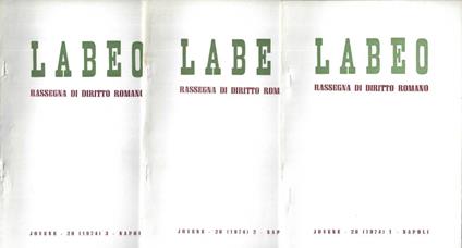 Labeo n. 20 Fasc. 1 - 2 - 3 - copertina