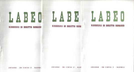 Labeo n. 20 Fasc. 1 - 2 - 3 - copertina