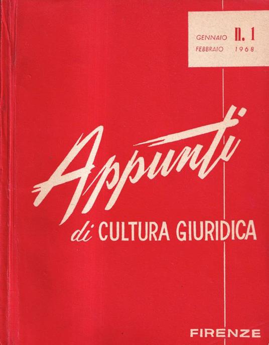 Appunti di cultura giuridica, anno 1, numero 1, gennaio - febbraio 1968 - copertina