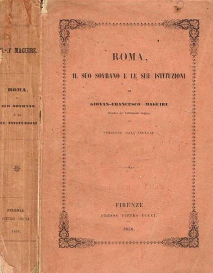 Roma, il suo sovrano e le sue istituzioni - copertina
