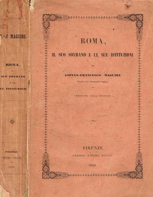 Roma, il suo sovrano e le sue istituzioni - copertina