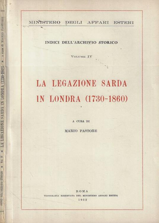 La legazione sarda in Londra (1730-1860) - copertina