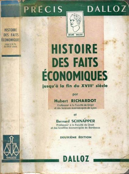 Histoire des Faits Économiqies jusqu'à la fin du XVIII siècle - copertina