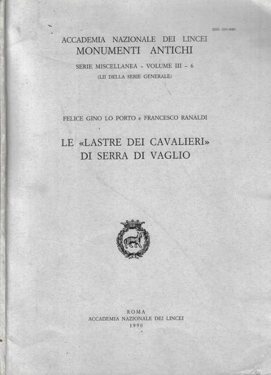 Le lastre dei cavalieri di Serra di Vaglio - copertina