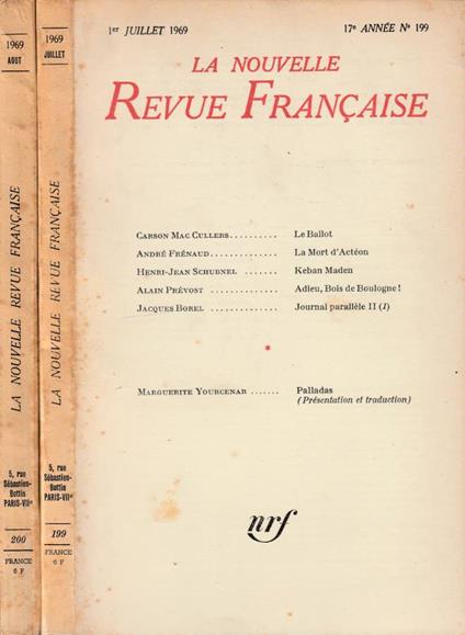 La nouvelle revue francaise n 199, 200, anno 17°, luglio, agosto 1969 - Marcel Arland - copertina