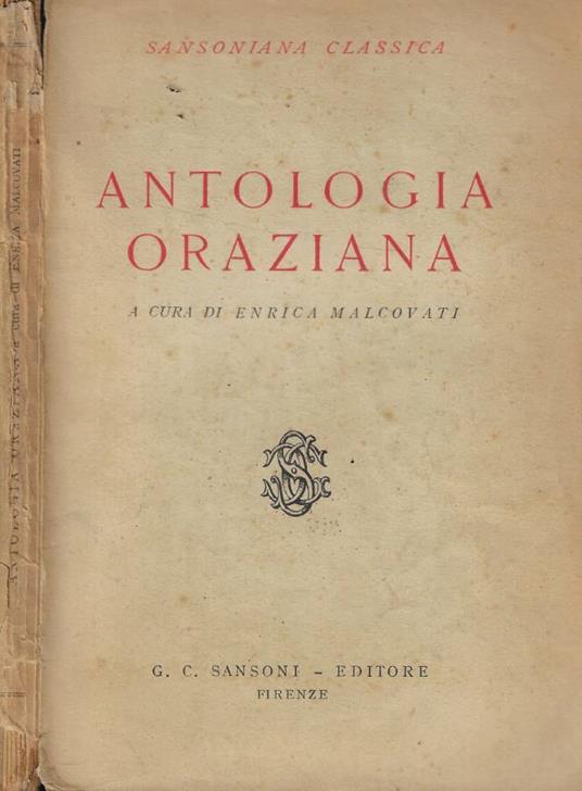 Antologia oraziana - Enrica Malcovati - copertina