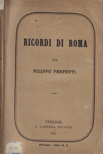 Ricordi di Roma - Filippo Perfetti - copertina