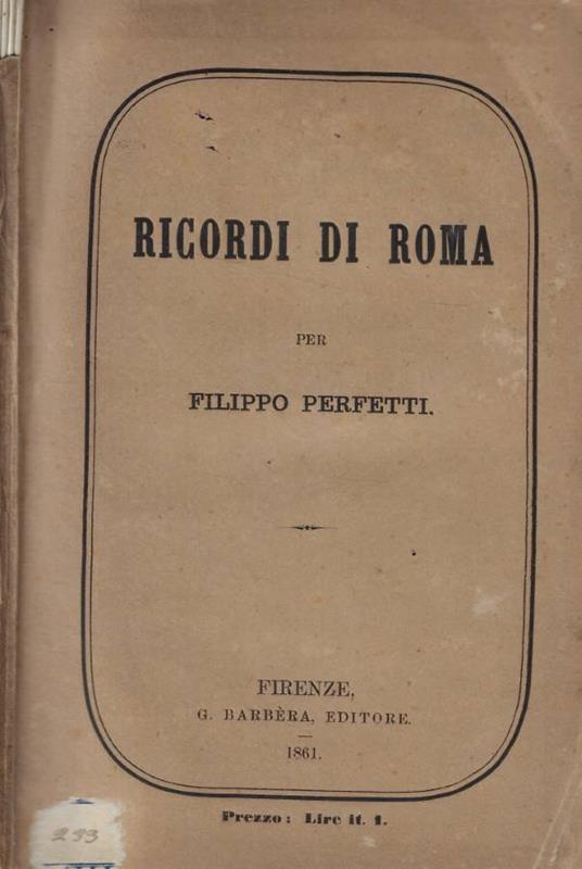 Ricordi di Roma - Filippo Perfetti - copertina