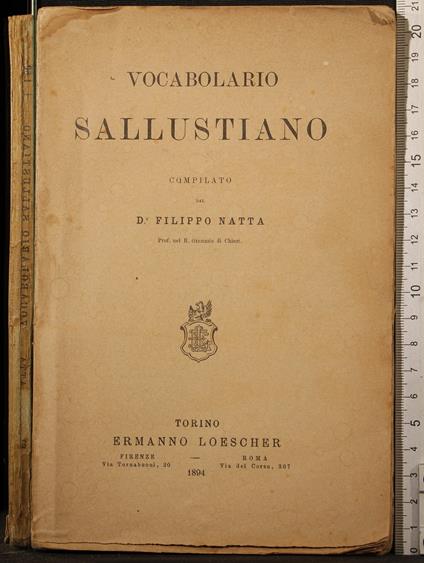 Vocabolario Sallustiano - Filippo Satta - copertina