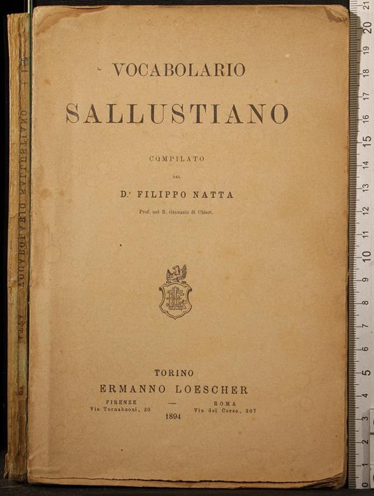 Vocabolario Sallustiano - Filippo Satta - copertina