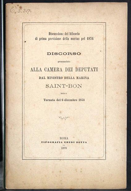 Discorso Alla Camera Ministro Marina Saint-Bon - G. Valerio Catullo - copertina