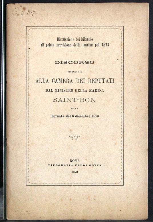 Discorso Alla Camera Ministro Marina Saint-Bon - G. Valerio Catullo - copertina