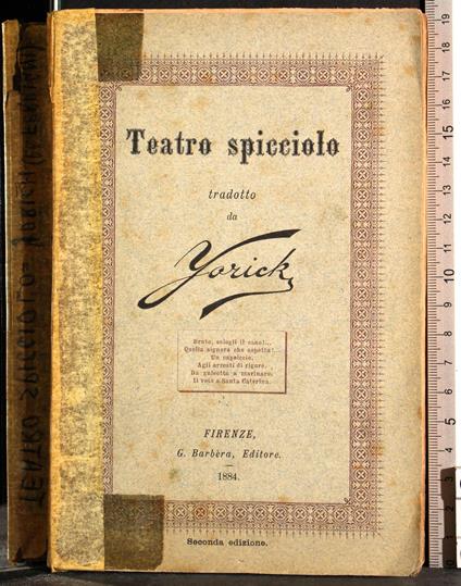 Teatro Spicciolo - Yorick - copertina