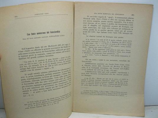 Una fonte mantovana del Guicciardini. Nota - Alessandro Luzio - copertina