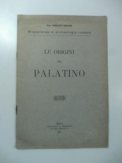 Le origini del Palatino - Francesco Sabatini - copertina