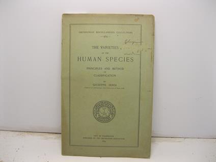 The varieties of the human species. Principles and method of classification - Giuseppe Sergi - copertina